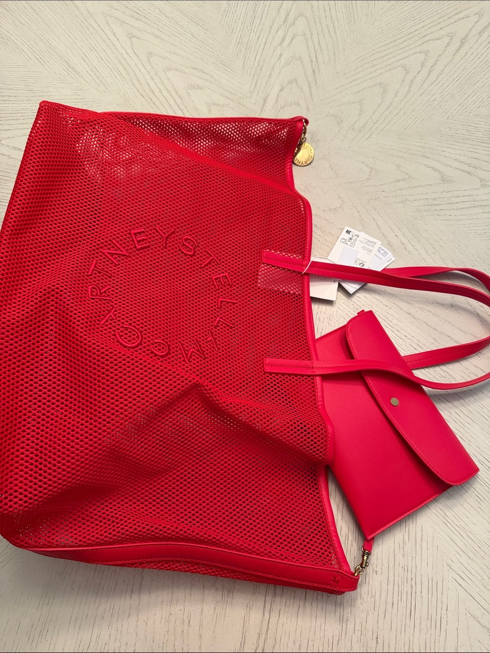 Hm Stella McCartney red large mesh tote bag - Picture 6 of 9
